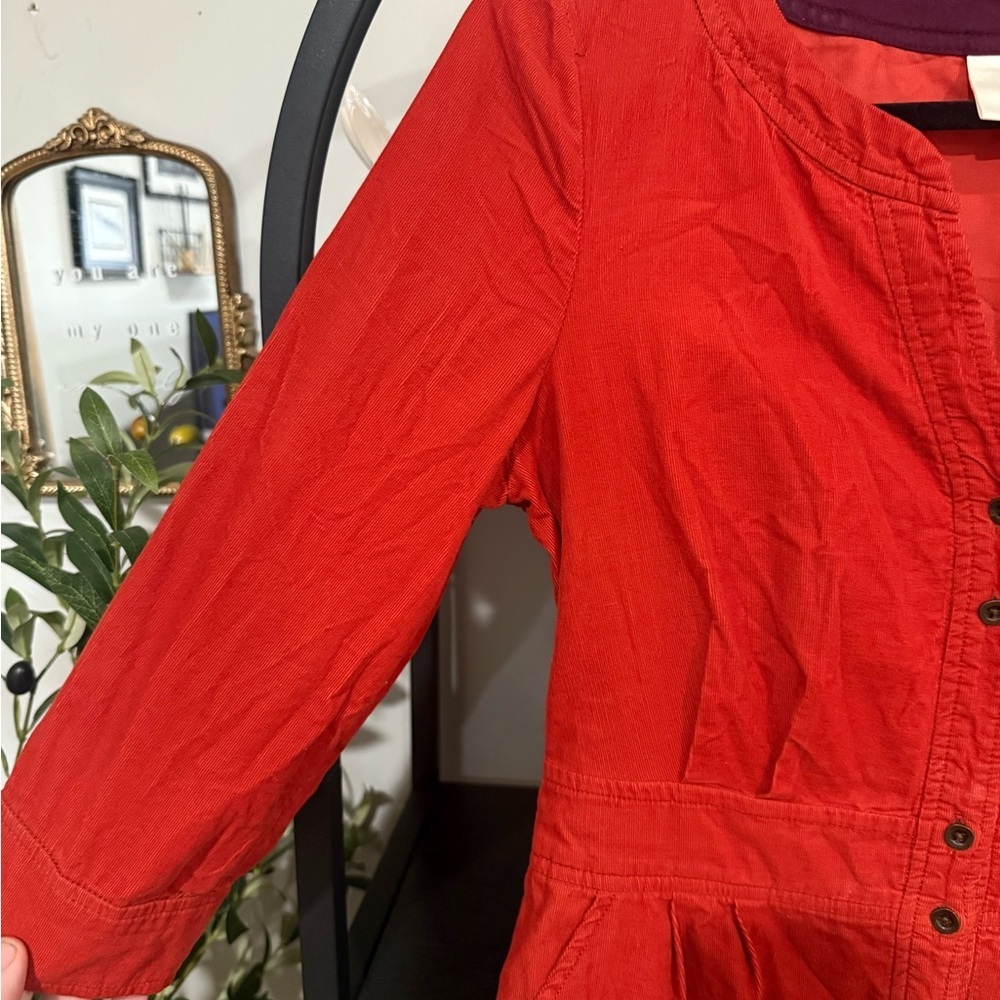 Anthropology Maeve Anaheim Orange Button up shirt dress, size 6 100% cotton - Picture 3 of 14